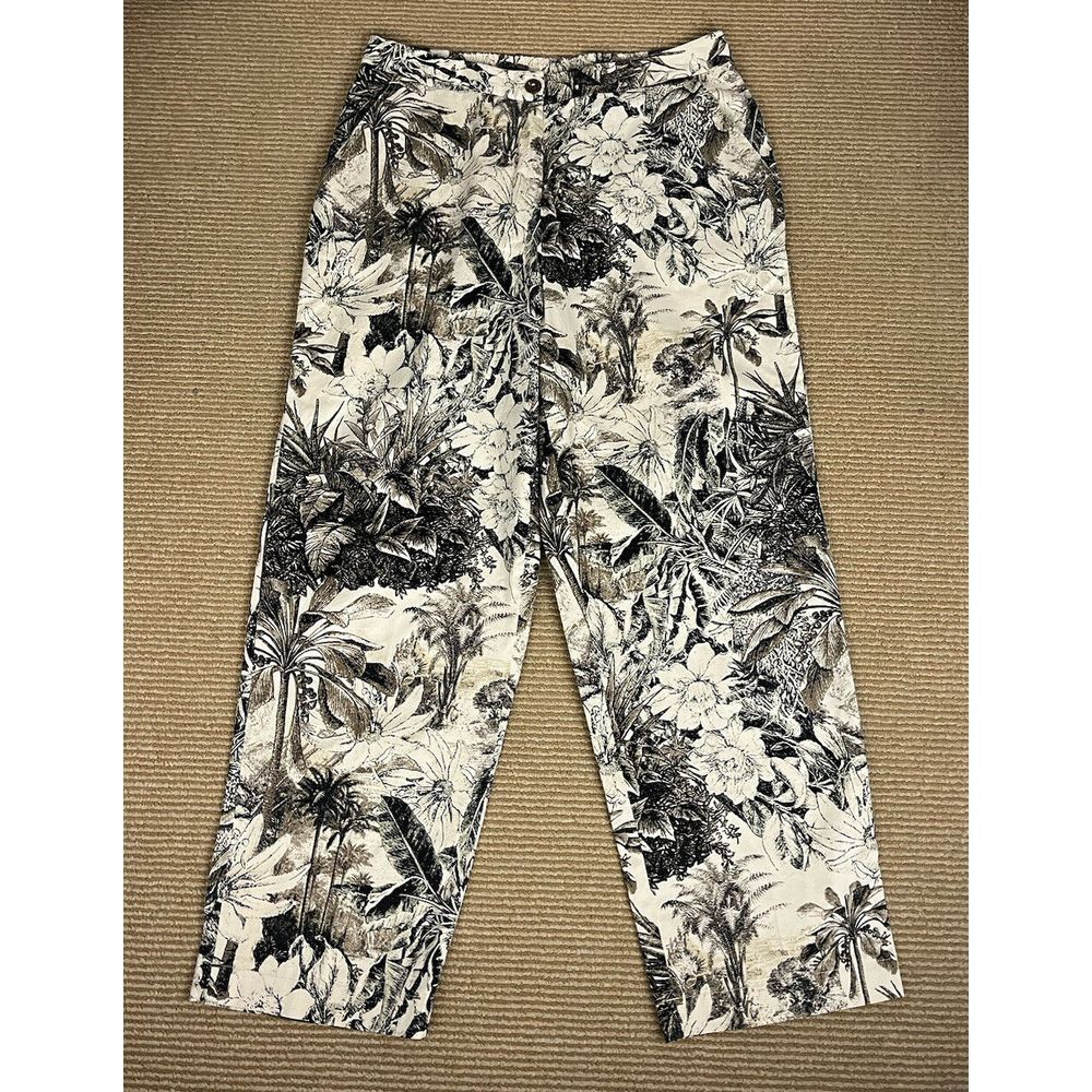 Womens‎ Size M Onque Casual Nature Floral Design Pants Straight Leg Confortable
